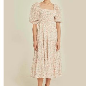 Lait smocked puff sleeve floral dress, NWT, size M